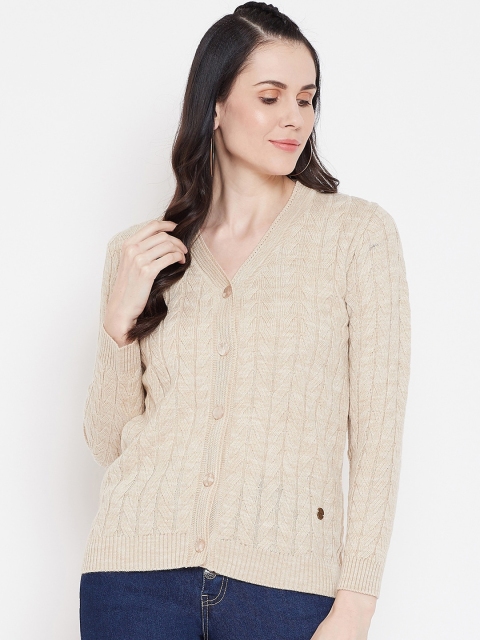 

NEVA Women Off-White Vertical Knitted Pattern Cardigan