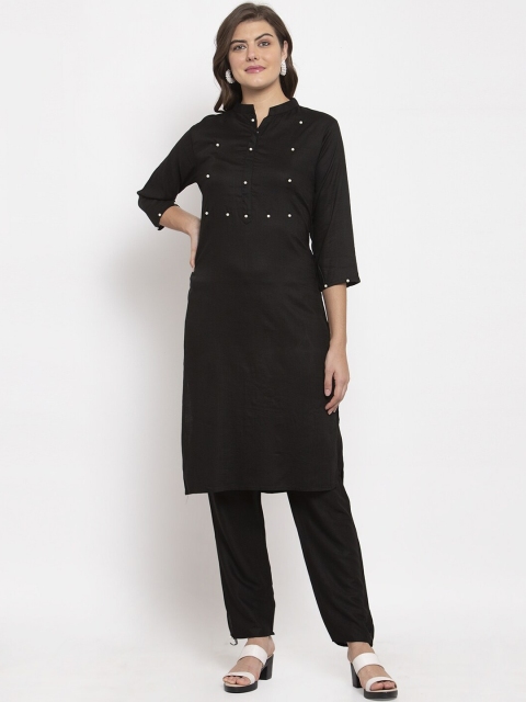 

SOUNDARYA Women Black Solid Kurta with Pyjamas