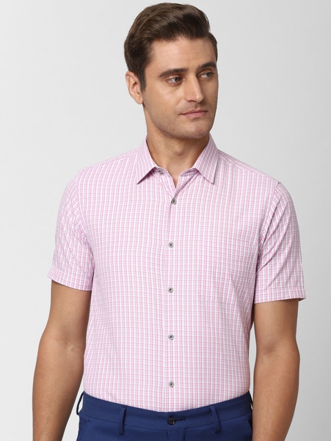 

Peter England Men Pink & White Slim Fit Checked Formal Shirt