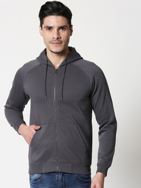 

Bewakoof Men Grey Solid Hooded Sweatshirt