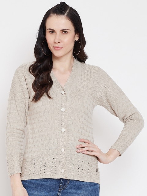 

NEVA Women Off White Self-Design Sweaters