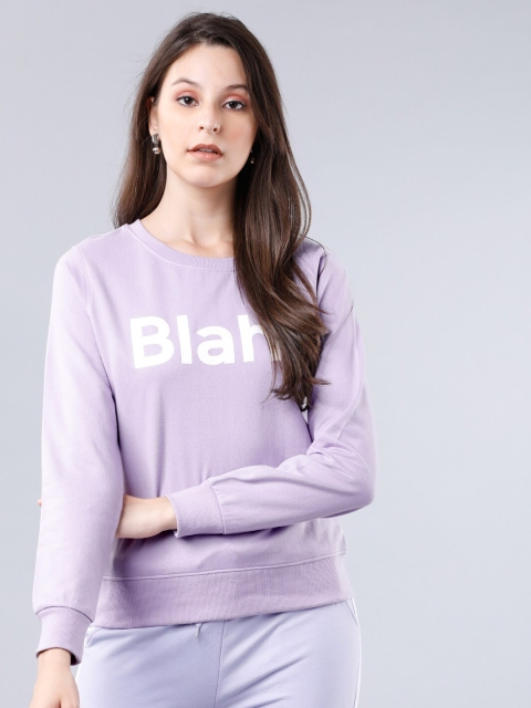 

Tokyo Talkies Women Lavender Printed Sweatshirt