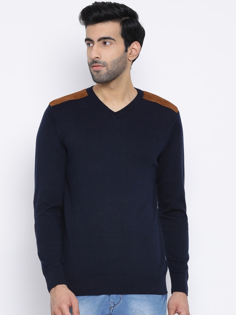 

Richlook Men Navy Blue Woolen Sweater