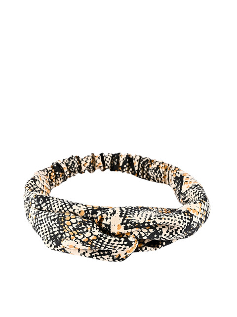 

BuckleUp Women Black & Cream-Coloured Animal Printed Headband