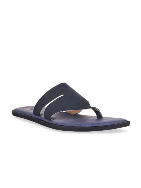 

SKO Men Blue Solid Leather Sandals