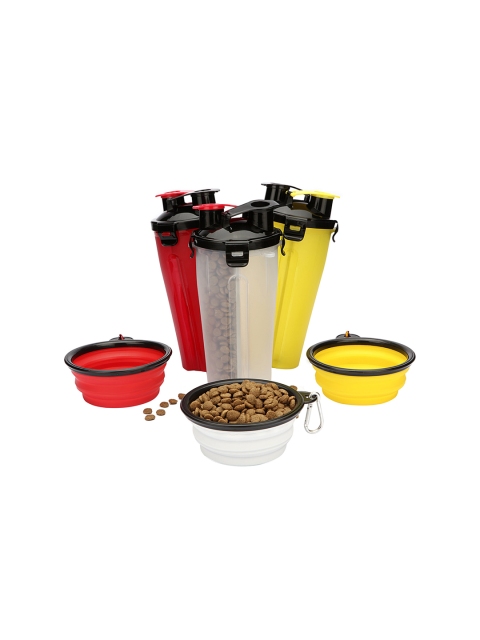 

Pawsindia Yellow Multi Feeder With Free Collapsible Dog Bowl