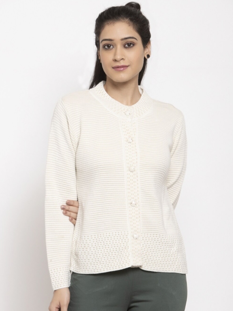 

Global Republic Women Beige Self-Striped Cardigan