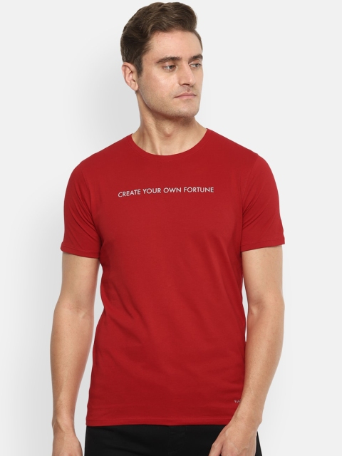 

V Dot Men Red Printed Round Neck T-shirt