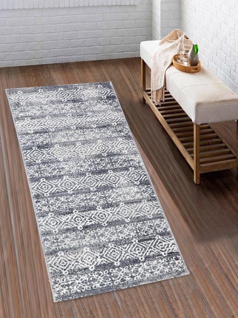 

SPACES Blue & White Geometric Floor Runner