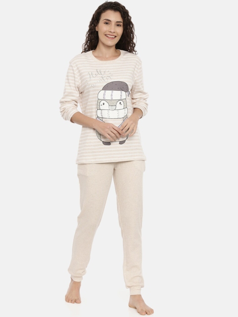 

Snarky Gal Women Pink & Off-White Printed Night Suit