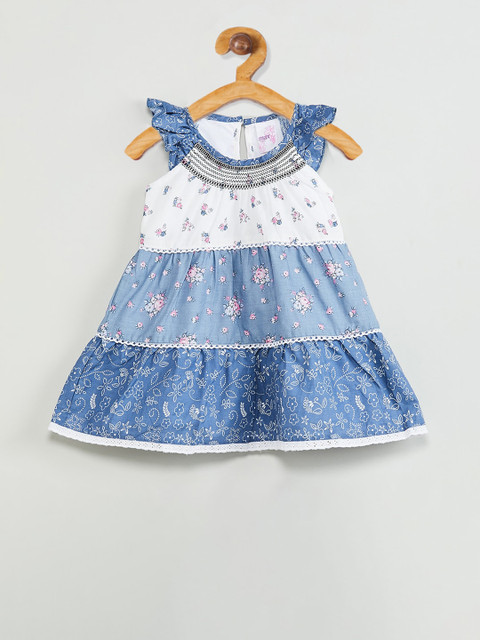 

max Girls Blue & Whire Printed A-Line Dress