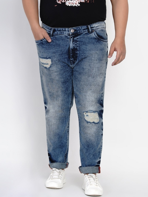 

John Pride Men Blue Regular Fit Mid-Rise Mildly Distressed Stretchable Jeans