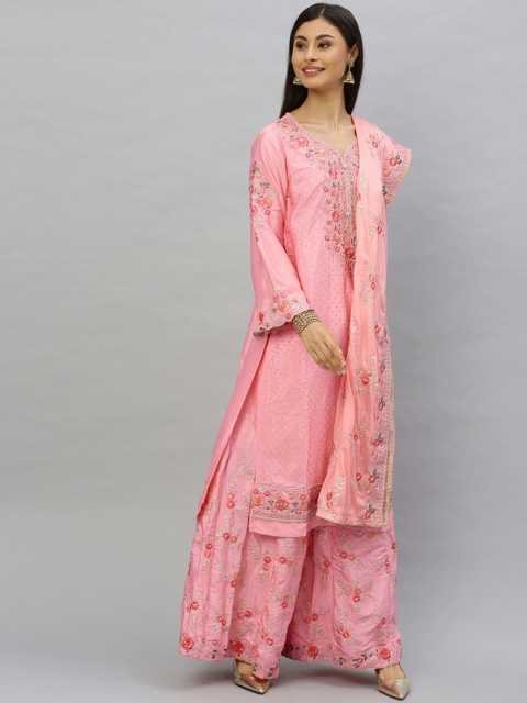 

Ishin Pink Silk Blend Unstitched Dress Material