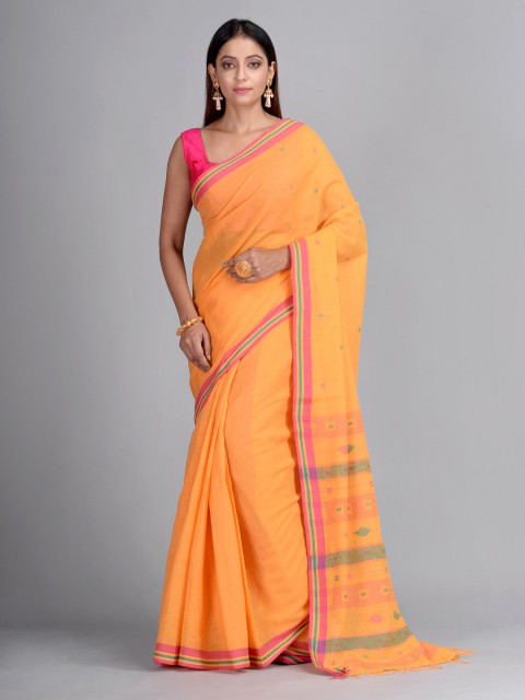 

Mitera Yellow Pure Cotton Woven Design Taant Saree