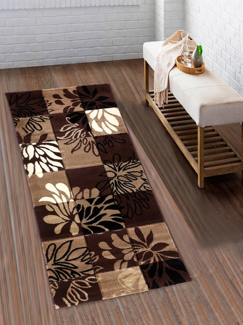 

SPACES Brown & Beige Floral Print Floor Runner
