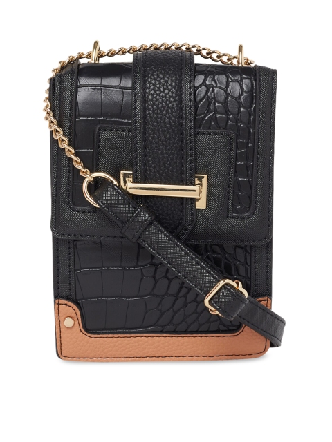 

Call It Spring Black & Brown Textured Sling Bag