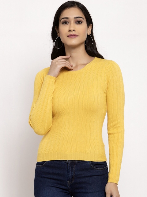 

Global Republic Women Mustard Yellow Ribbed Pullover