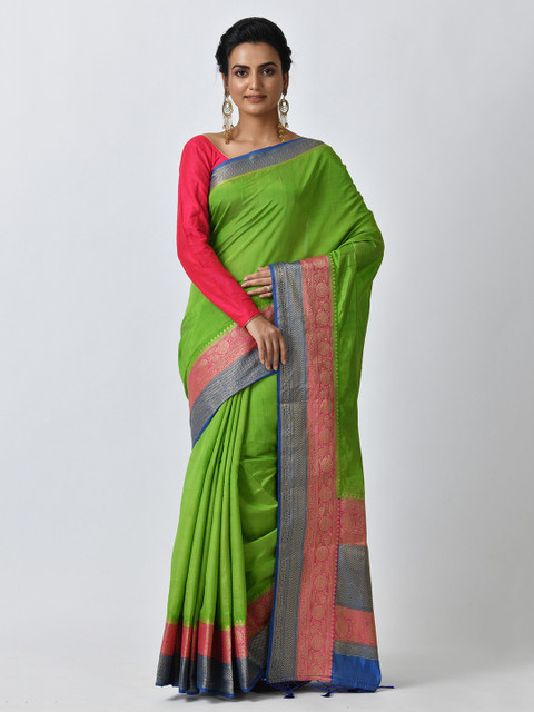 

RANGOLI Green & Blue Art Silk Solid Saree