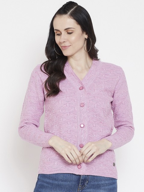 

NEVA Women Pink Self-Design Woollen Cardigan
