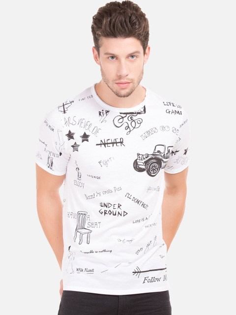 

Colt Men White Printed Round Neck T-shirt