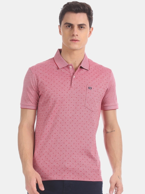 

Arrow Sport Men Red Printed Polo Collar Pure Cotton T-shirt