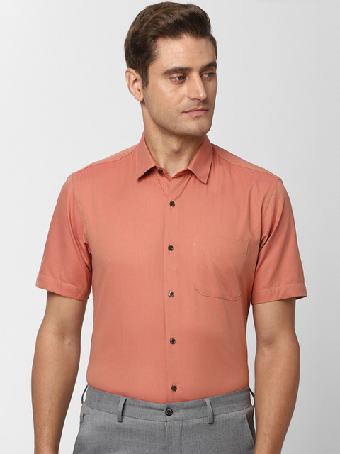 

Peter England Men Orange Regular Fit Self Design Formal Shirt