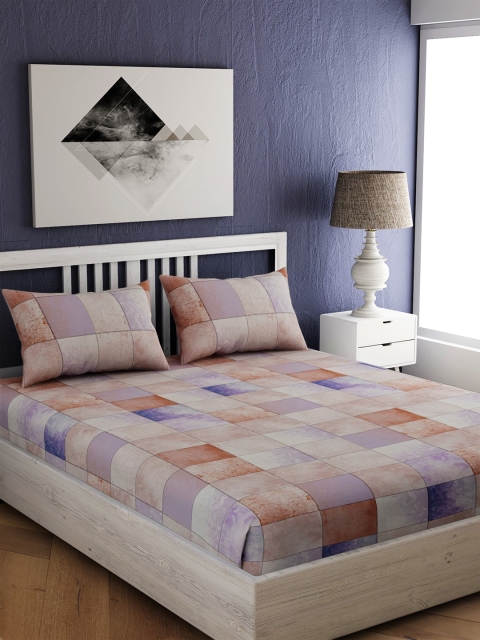 

EverHOME Multicoloured Geometric 300 TC Cotton 1 King Bedsheet with 2 Pillow Covers, Multi