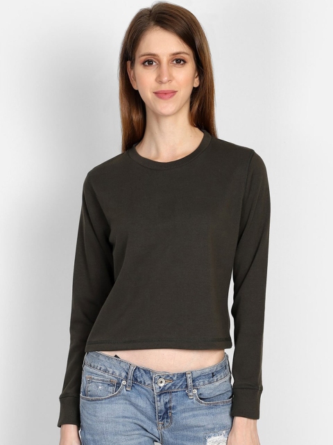 

Free Authority Women Olive Green Solid Sweatshirt