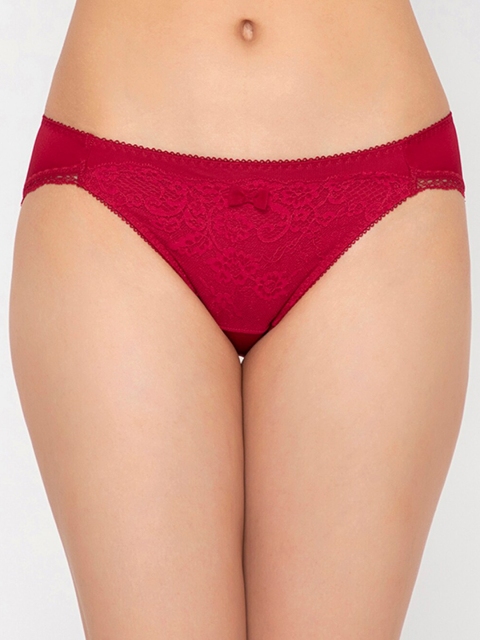

Wacoal Women Red Solid Lace Bikini Briefs PMI104-RE