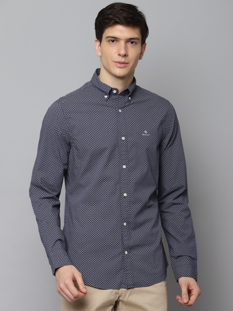 

GANT Men Navy Blue Straight Regular Fit Printed Casual Shirt