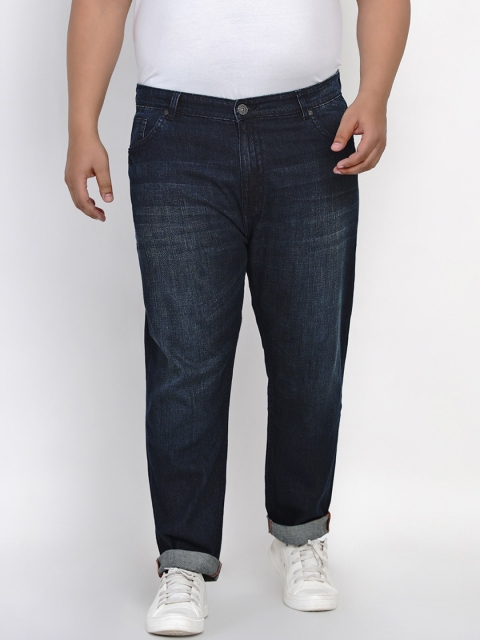 

John Pride Plus Size Men Navy Blue Mid-Rise Clean Look Stretchable Jeans