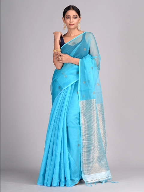 

Mitera Blue Pure Silk Woven Design Taant Saree