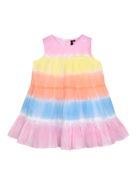 

Ishin DESIGNER STUDIO Girls Multicoloured Striped Fit and Flare Dress, Multi