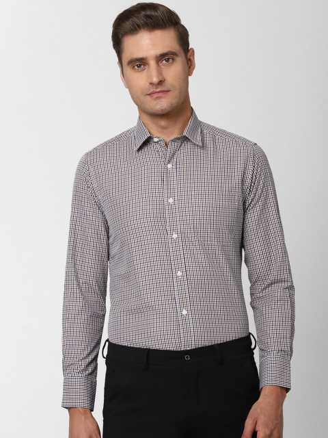 

Peter England Men White & Navy Blue Regular Fit Checked Formal Shirt