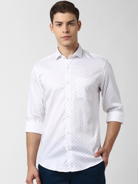 

Peter England Men White Slim Fit Printed Casual Shirt