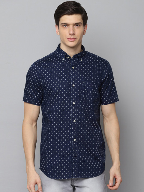 

GANT Men Navy Blue Straight Regular Fit Printed Casual Shirt