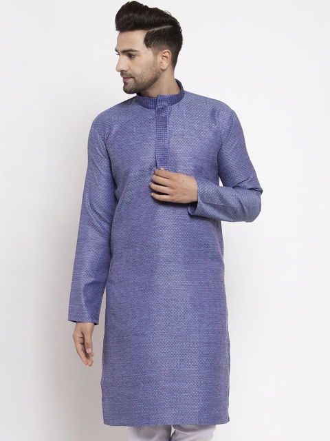 

Jompers Men Blue Printed Straight Kurta