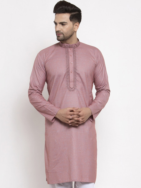 

Jompers Men Mauve Solid Straight Kurta