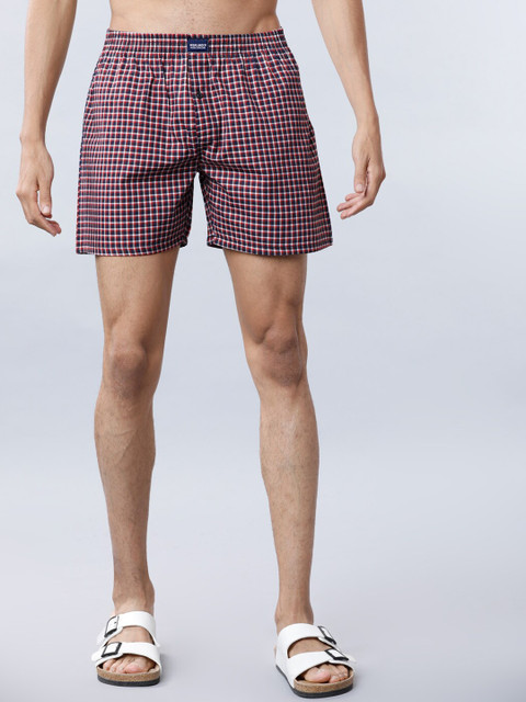 

HIGHLANDER Men Red & White Checked Boxer