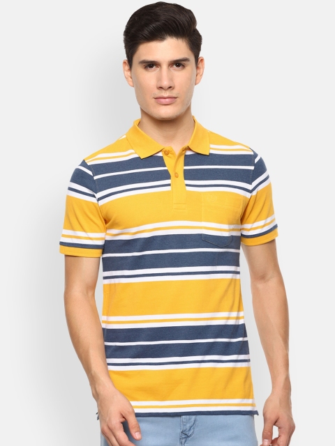 

Van Heusen Men Yellow Striped Polo Collar T-shirt