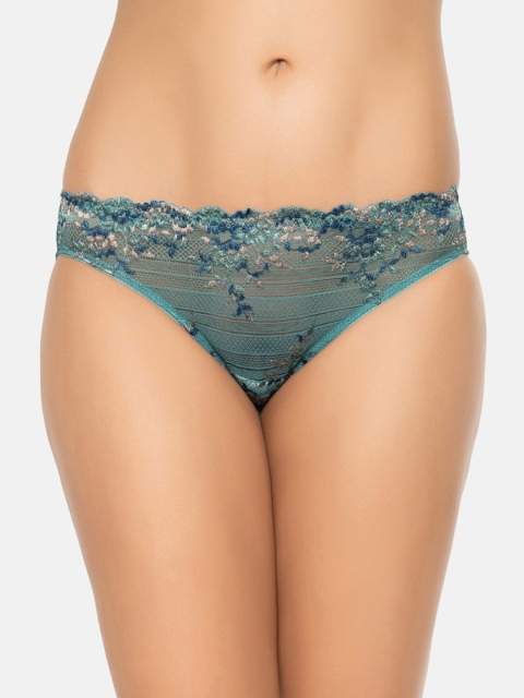 

Wacoal Women Green Embroidered Lace Bikini Brief 64391-359-S