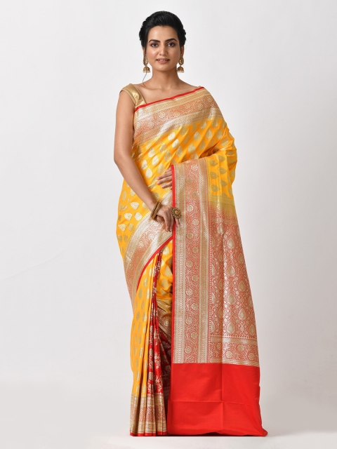 

RANGOLI Mustard Yellow & Red Art Silk Woven Design Saree