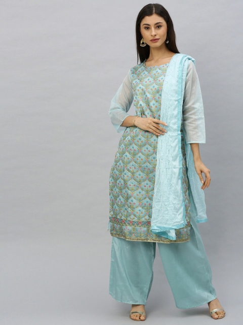 

Ishin Blue Cotton Blend Unstitched Dress Material