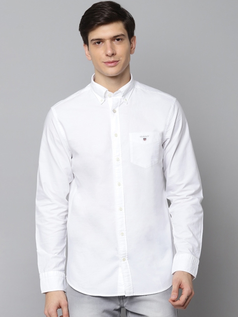 

GANT Men White Straight Regular Fit Solid Casual Shirt