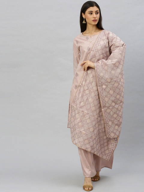 

Ishin Taupe Cotton Blend Unstitched Dress Material