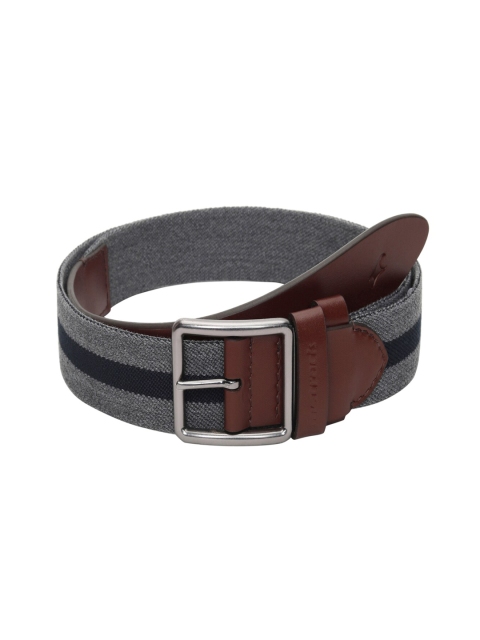 

Fastrack Men Charcoal Grey & Navy Blue Striped Leather Belt