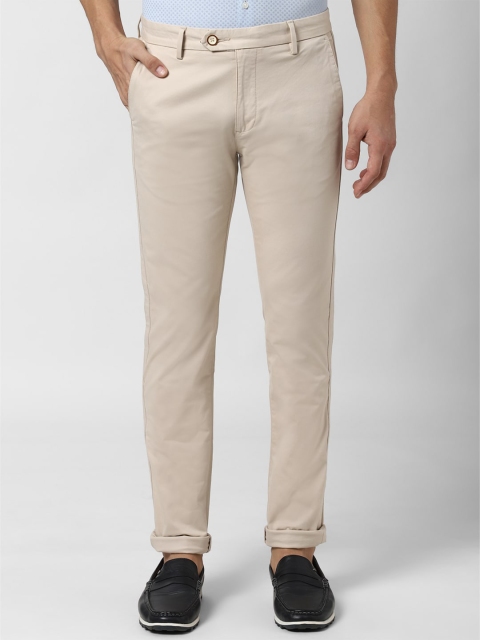 

Peter England Casuals Men Cream-Coloured Slim Fit Solid Regular Trousers