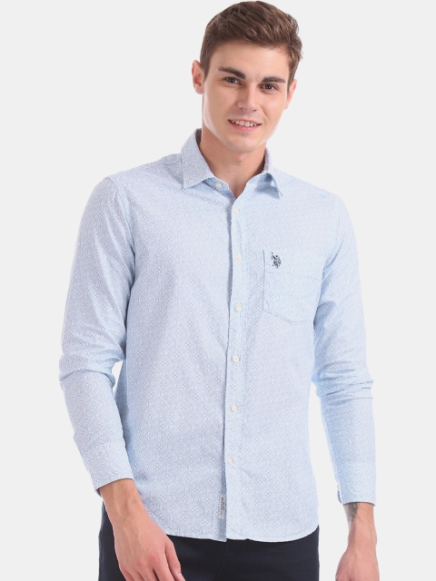 

U.S. Polo Assn. Men Blue Regular Fit Printed Casual Shirt