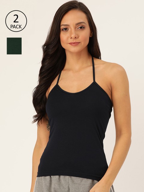 

Lady Lyka Women Pack of 2 Solid Camisoles, Black