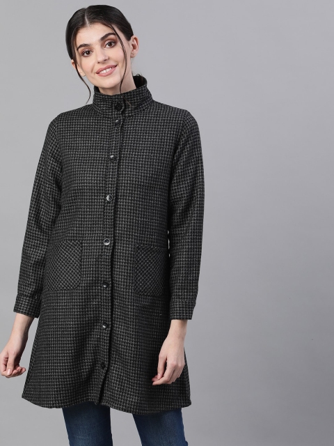 

Ishin Women Charcoal Grey Printed Lightweight Tailored Jacket